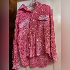 pink sequin shacket